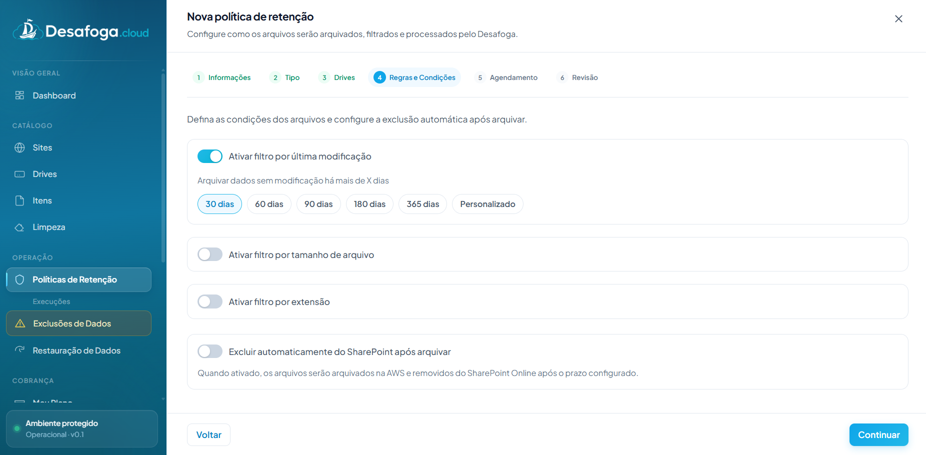Políticas de retenção e arquivamento